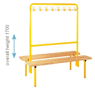 Forum double sided floor bench with hook rail